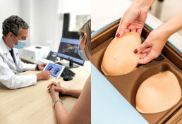simulación virtual y física en primera consulta de cirugía de aumento de pecho en Madrid (Clínica FG)